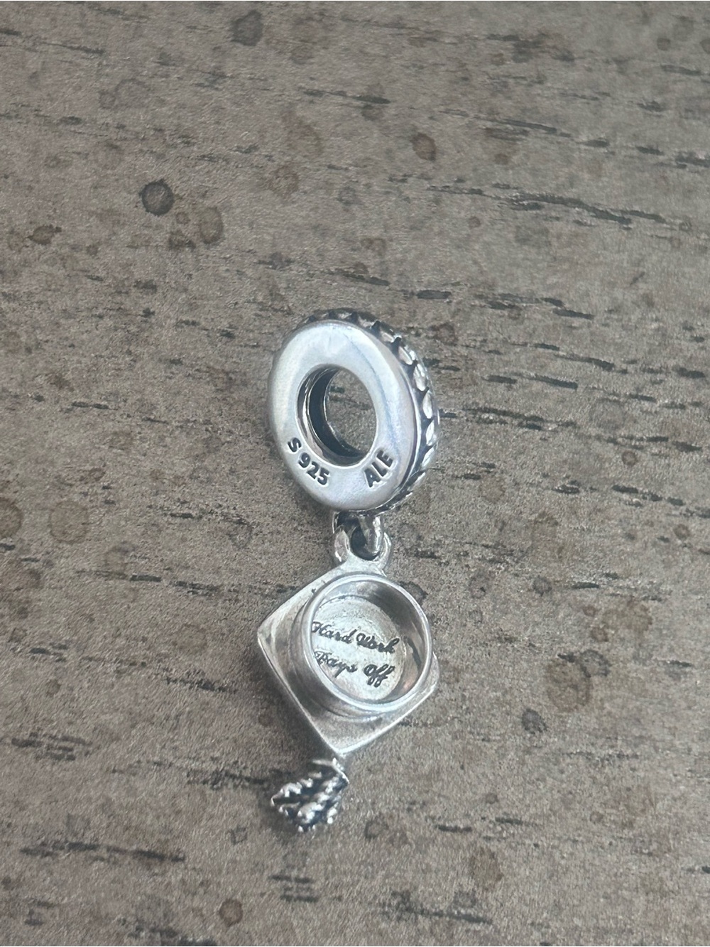Retired Pandora Silver Graduation Cap Dangle Charm - Picture 3 of 5